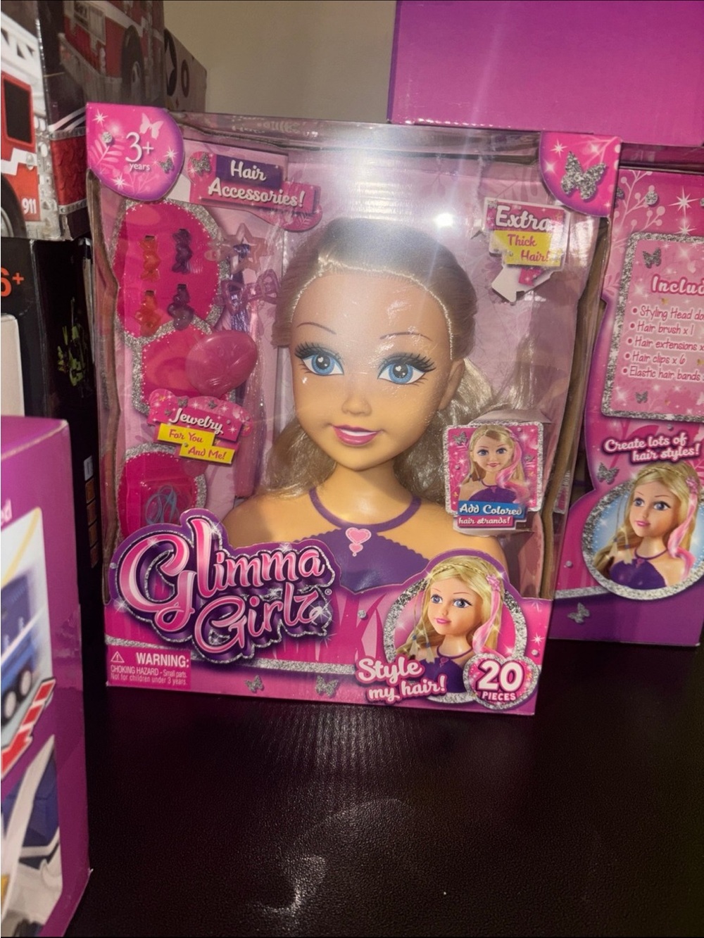 Glimma Girl Styling Head Doll - Pink & Purple
